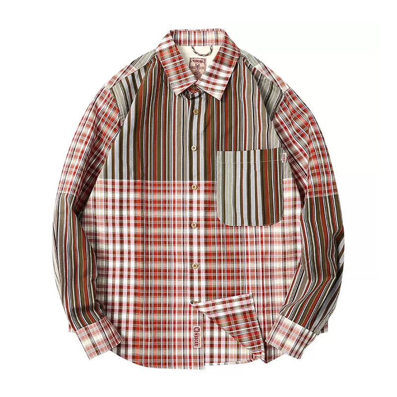 Yarn-dyed multi-stripe and check shirt