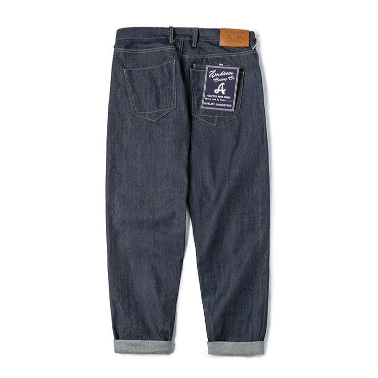 13.5oz retro red selvage raw denim straight pants