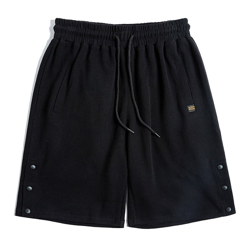 Sweat-style knit shorts (with snap buttons on both sides)