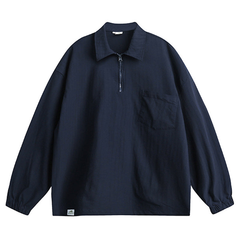 One pocket half zip long sleeve shirt