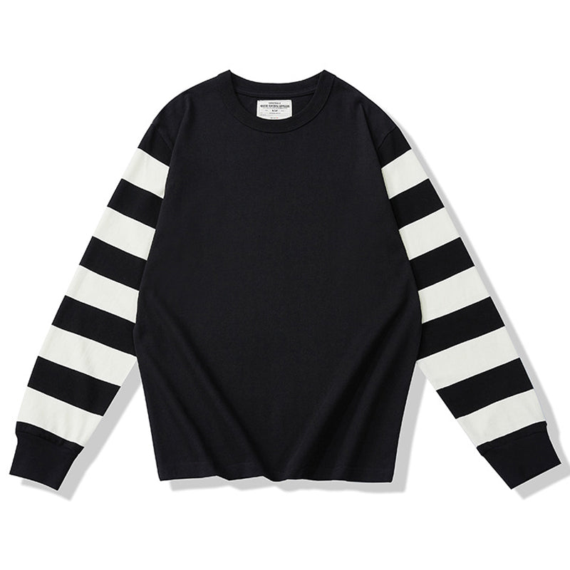 Sleeve border switching biker long T heavy weight
