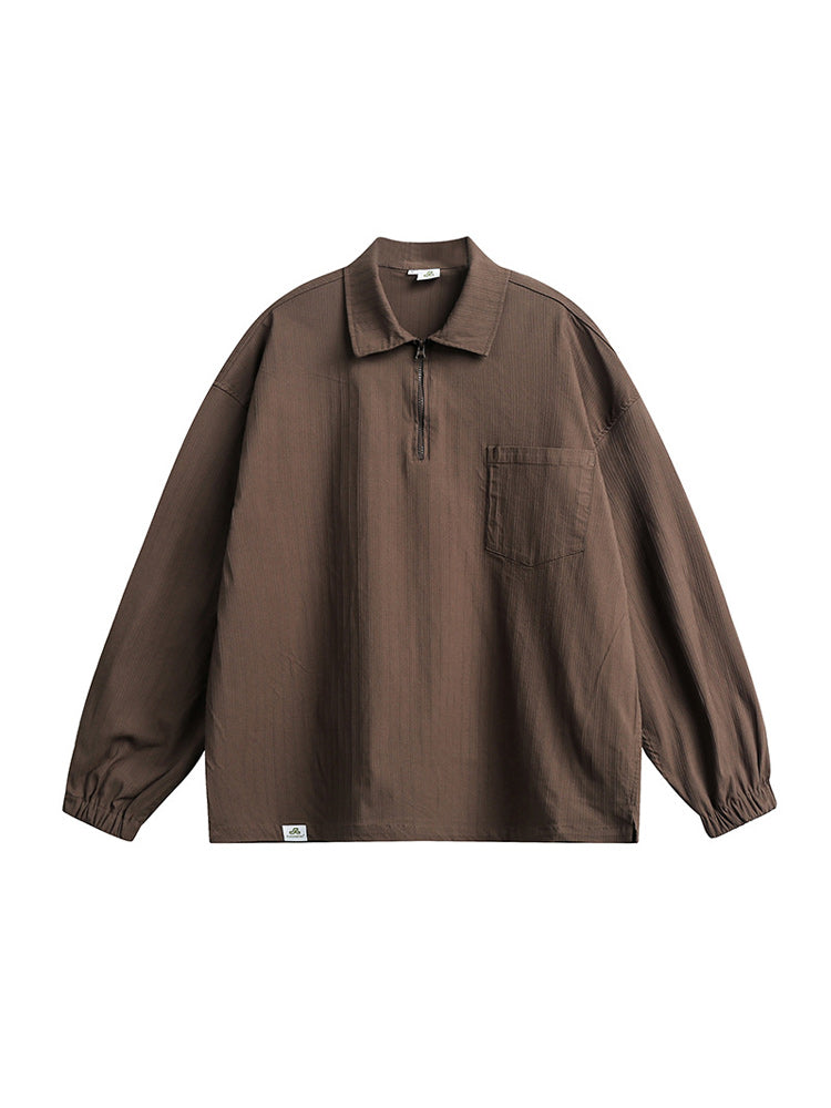 One pocket half zip long sleeve shirt