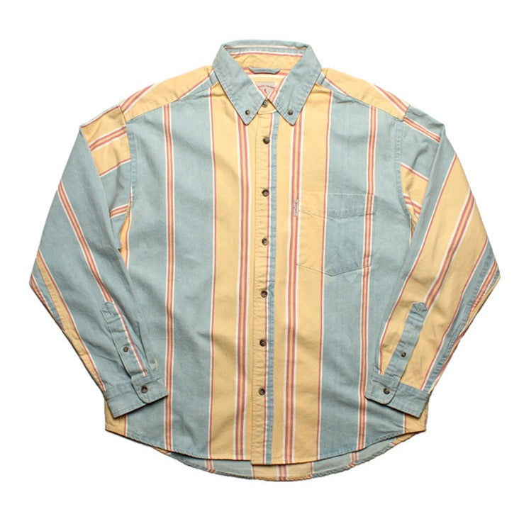 Colorful striped cotton denim shirt