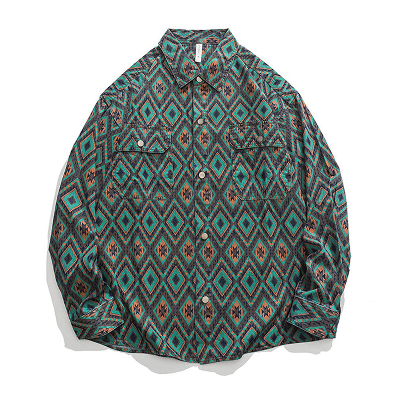 Ethnic pattern work shirt