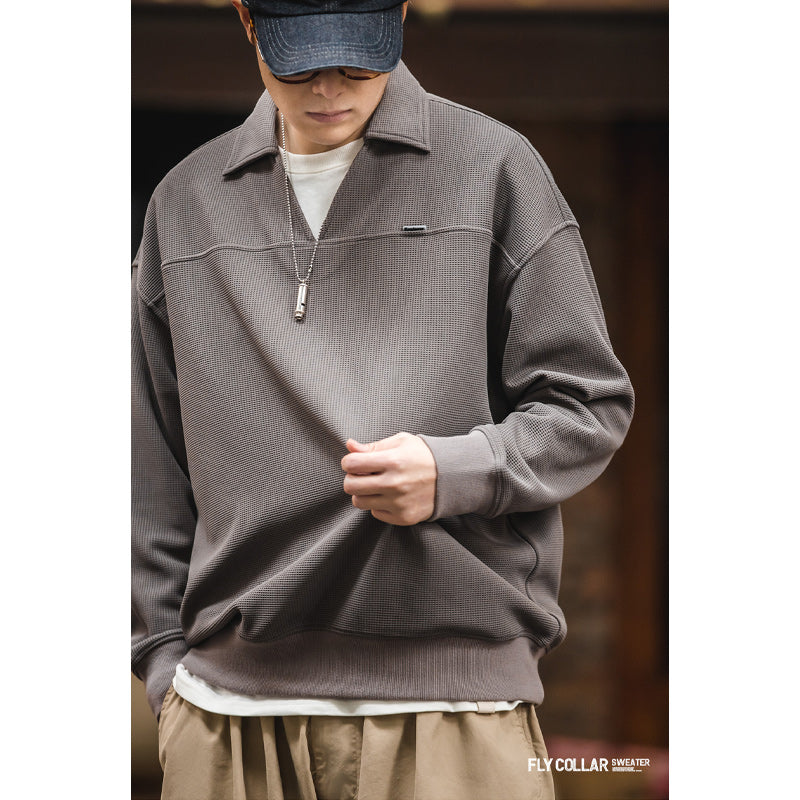 Waffle open collar polo shirt available in 3 colors