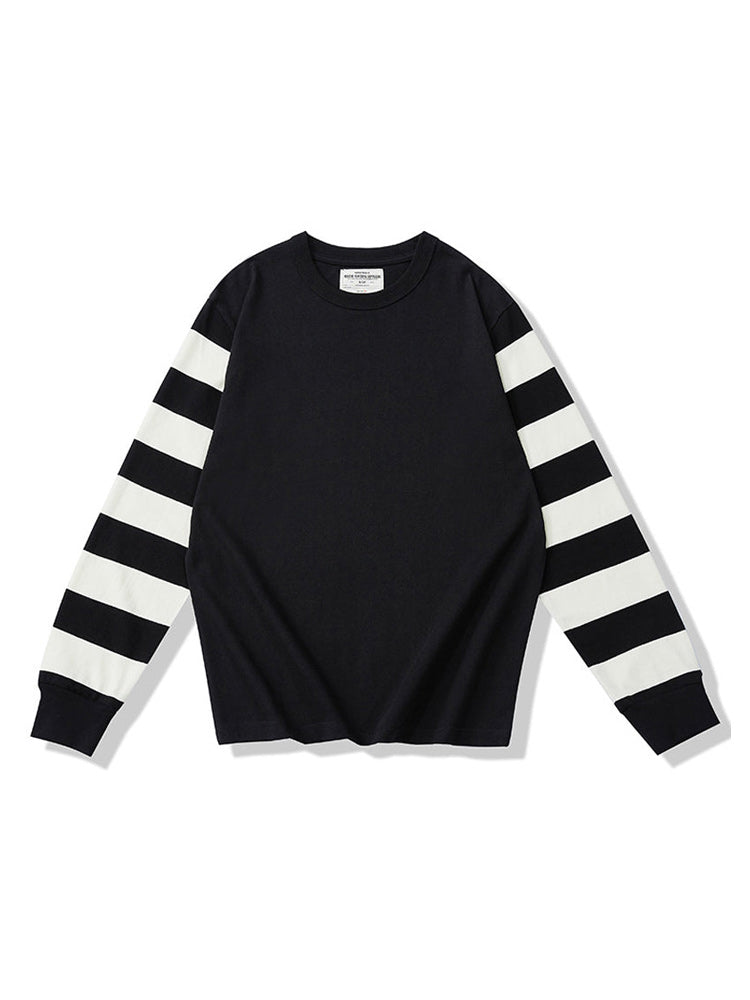Sleeve border switching biker long T heavy weight