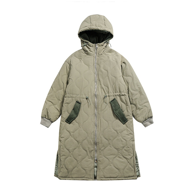 Hooded padded nylon quilted coat