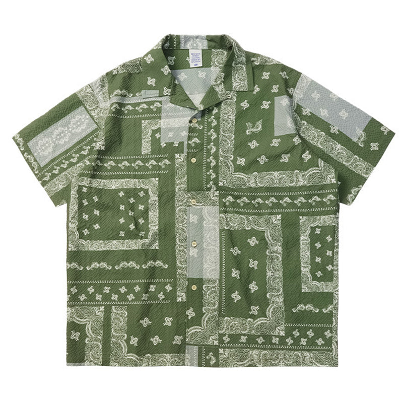Paisley Seersucker Cuban Shirt
