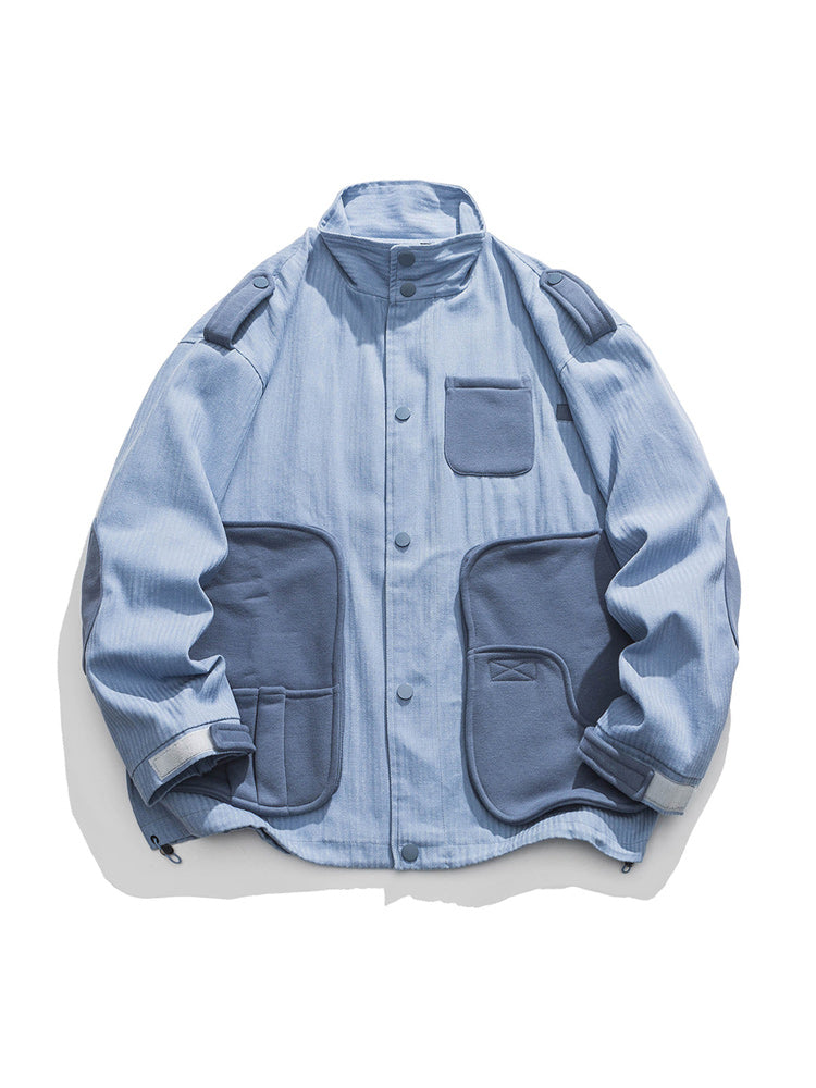 Color Scheme Large Capacity Pocket Stand Collar Jacket