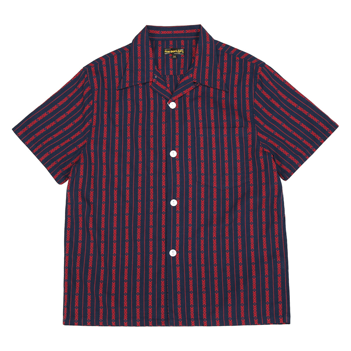 Cuban-collar yarn-dyed jacquard shirt