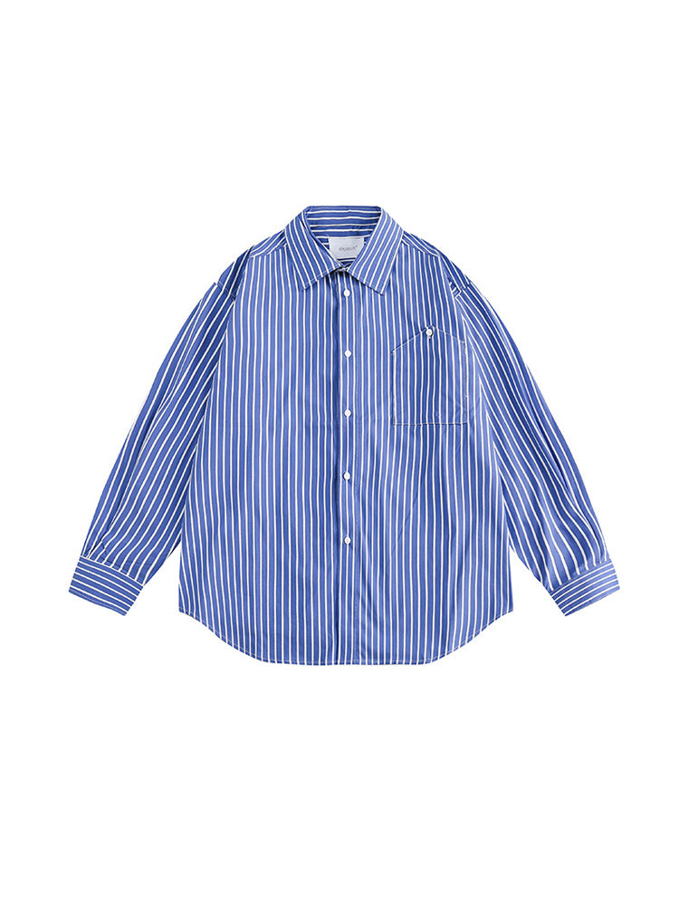 Striped long-sleeve shirt with button pockets