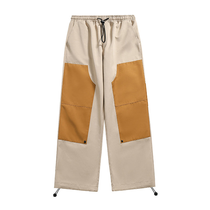 Color scheme patchwork wide pants with drawcord