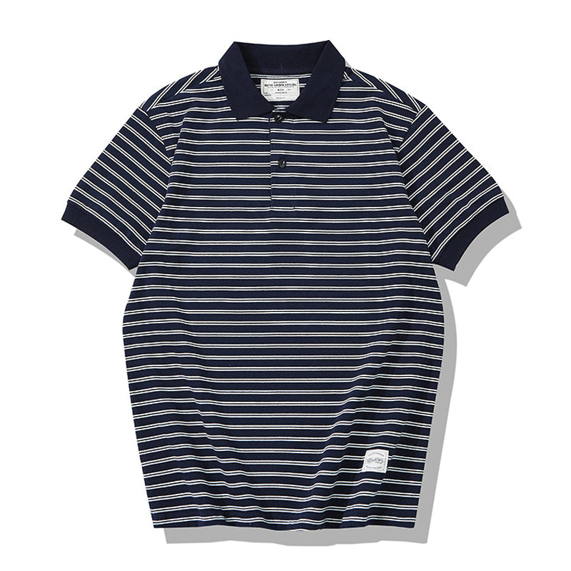 Heavyweight retro border polo shirt