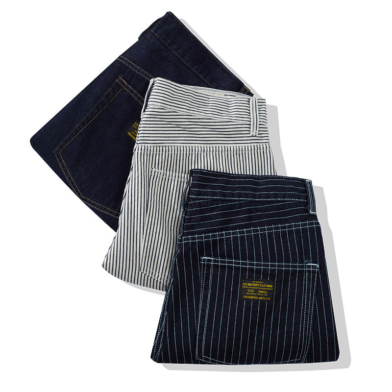 WorkStyle striped denim shorts