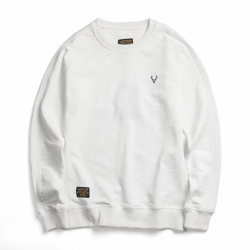 Deer embroidery back pile raglan sleeve sweat