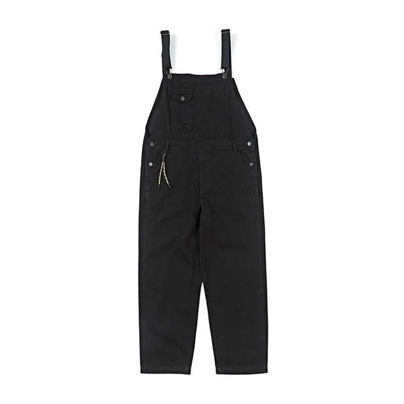 ALL BLACK Overalls with one point rope