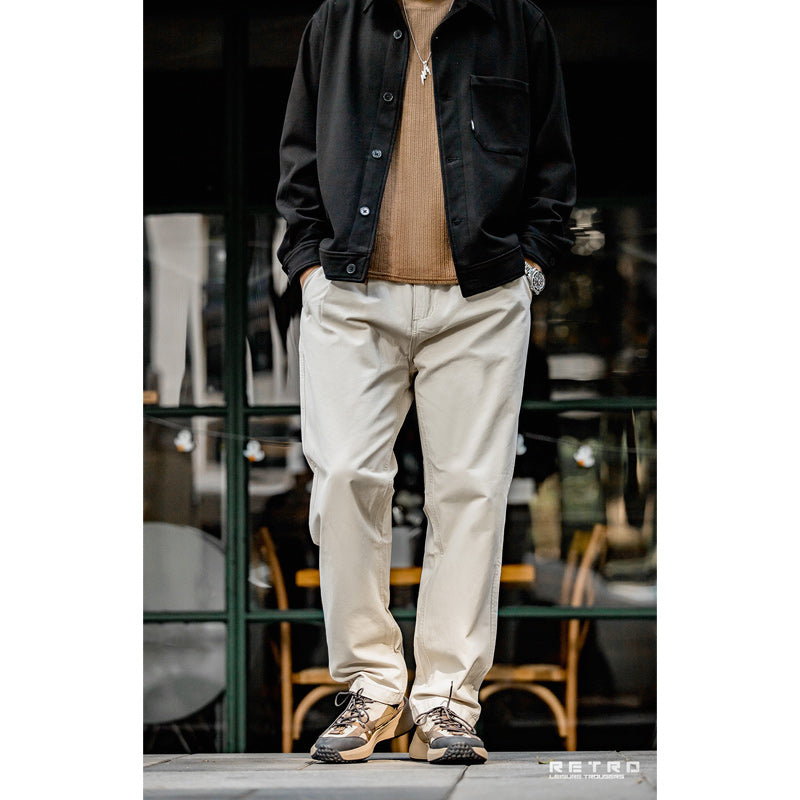 Double pleated cotton trousers