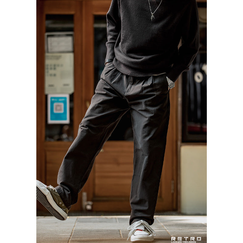 Double pleated cotton trousers
