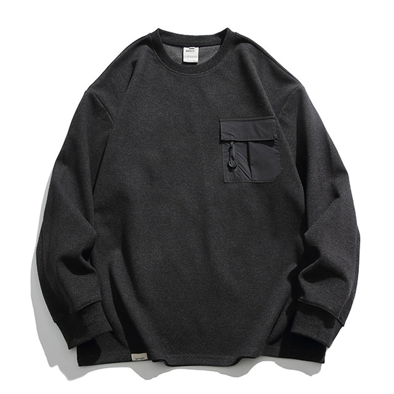 Crewneck sweatshirt with zip pocket