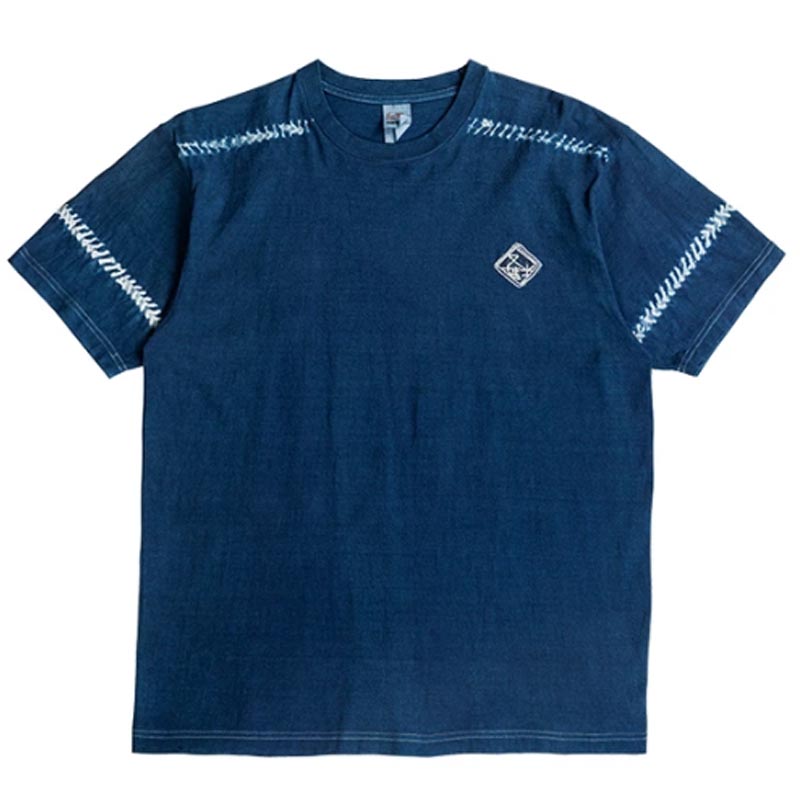 Very popular! Chest embroidery indigo dyeing T-shirt