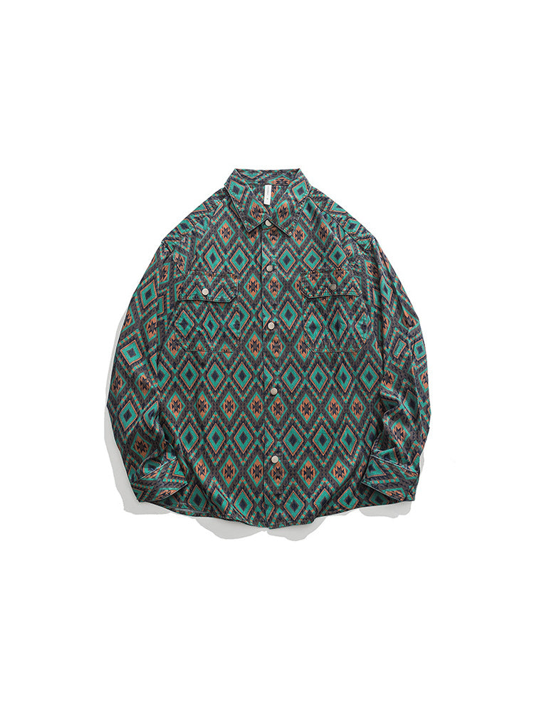 Ethnic pattern work shirt
