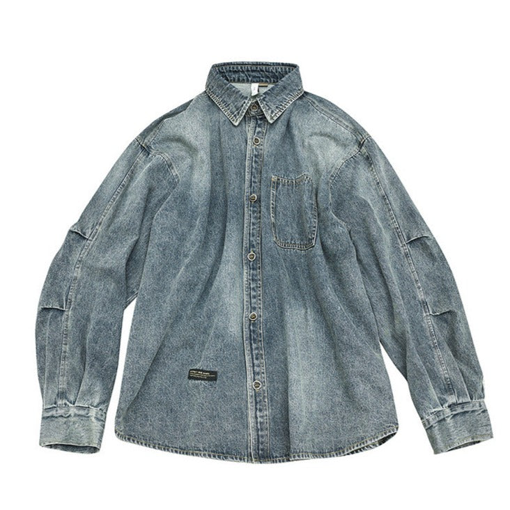 Used and washed denim work shirt