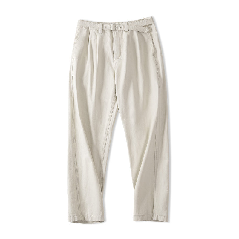Double pleated cotton trousers