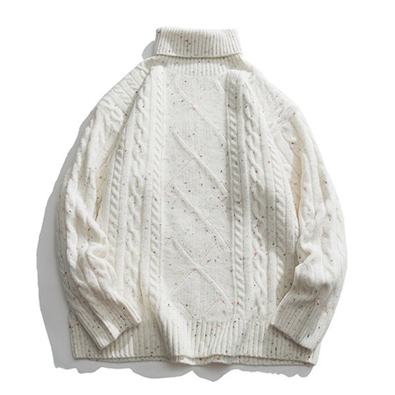 MIX color × cable knit turtleneck knit