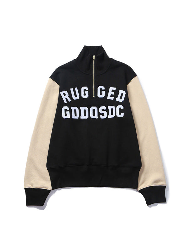 Heavy weight color combination embroidery brushed back hoodie