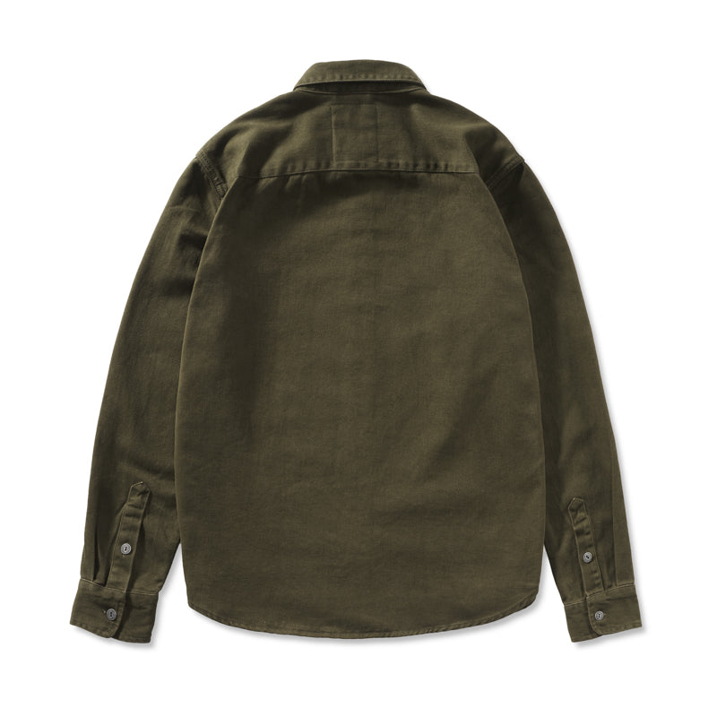 Twill shirt jacket with American Indian totem pocket