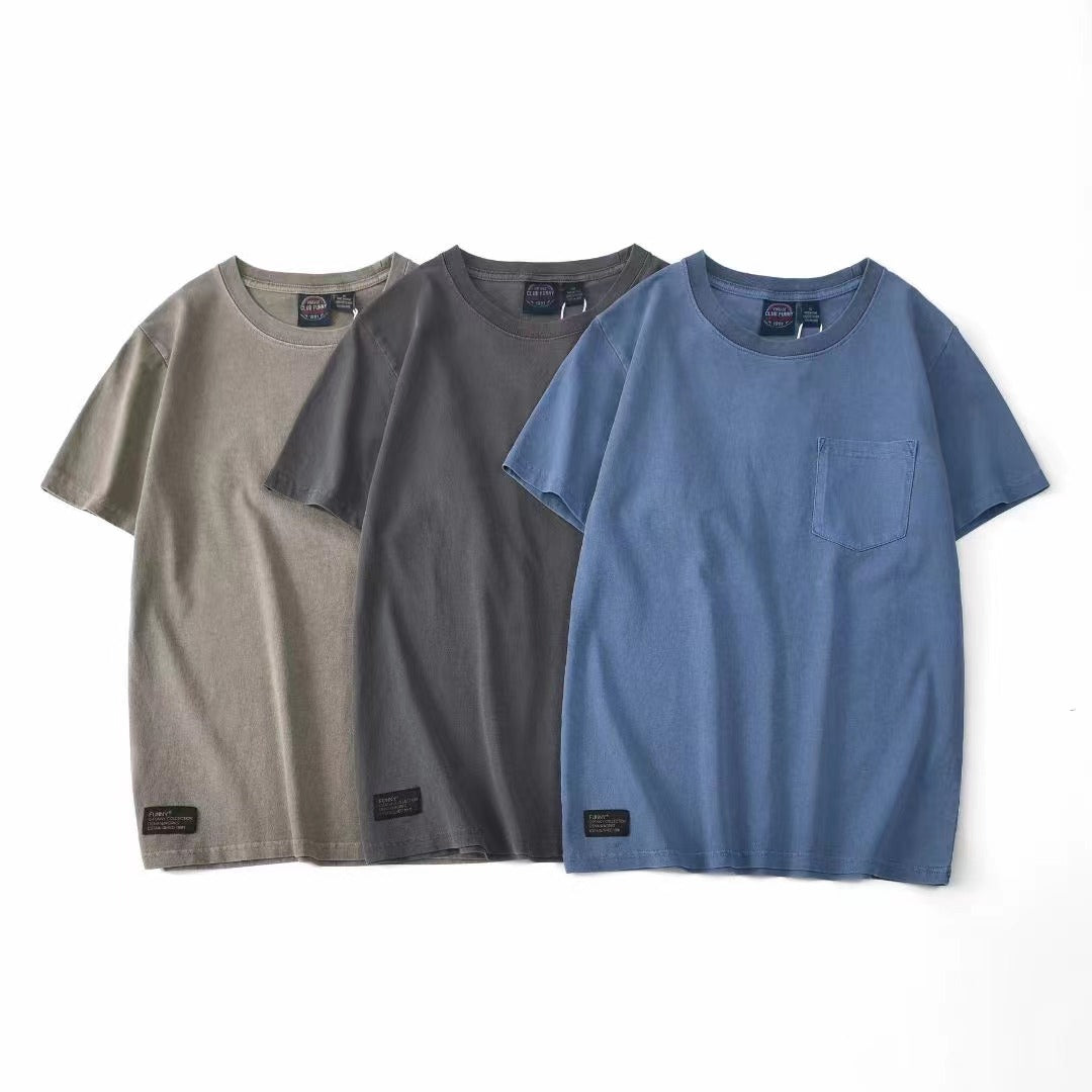ウォッシュ加工 レトロ無地Tシャツ