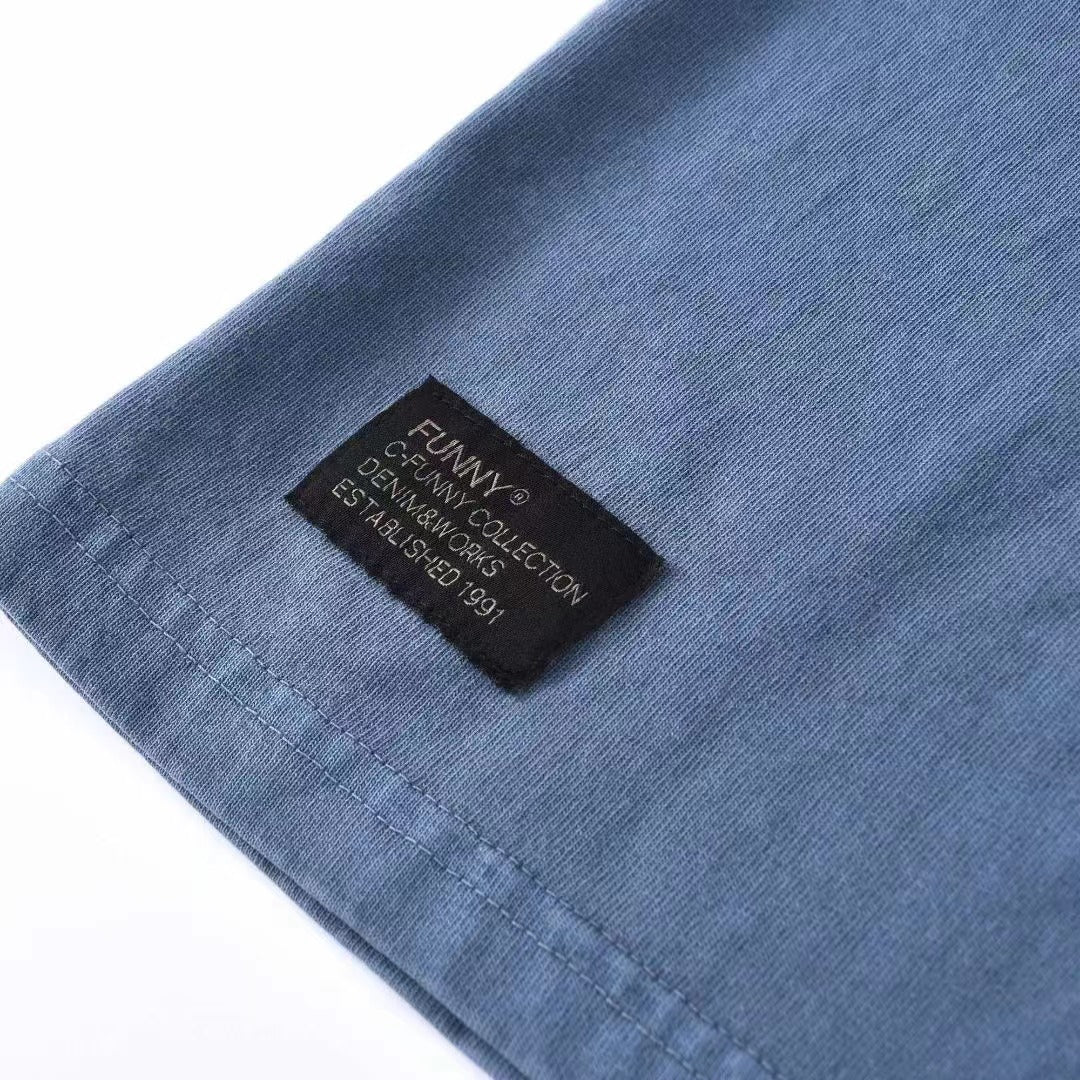 ウォッシュ加工 レトロ無地Tシャツ