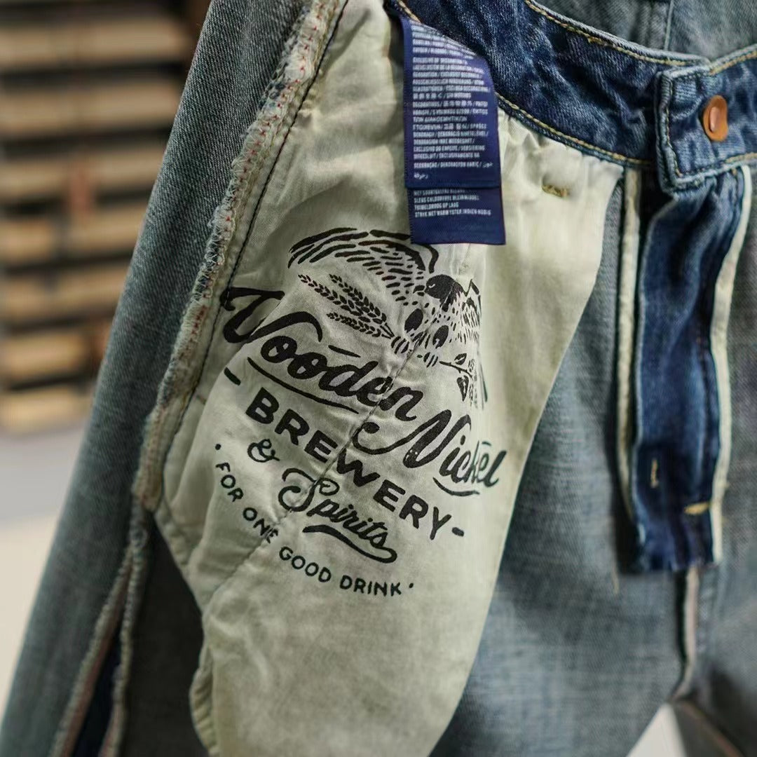 Heavyweight distressed denim shorts