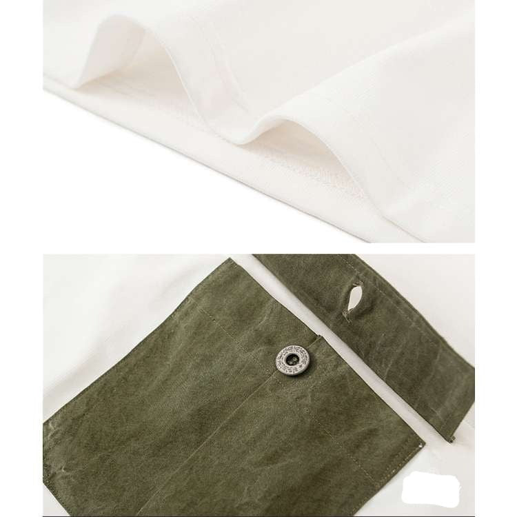 360g Heavyweight White T-shirt Military Pocket