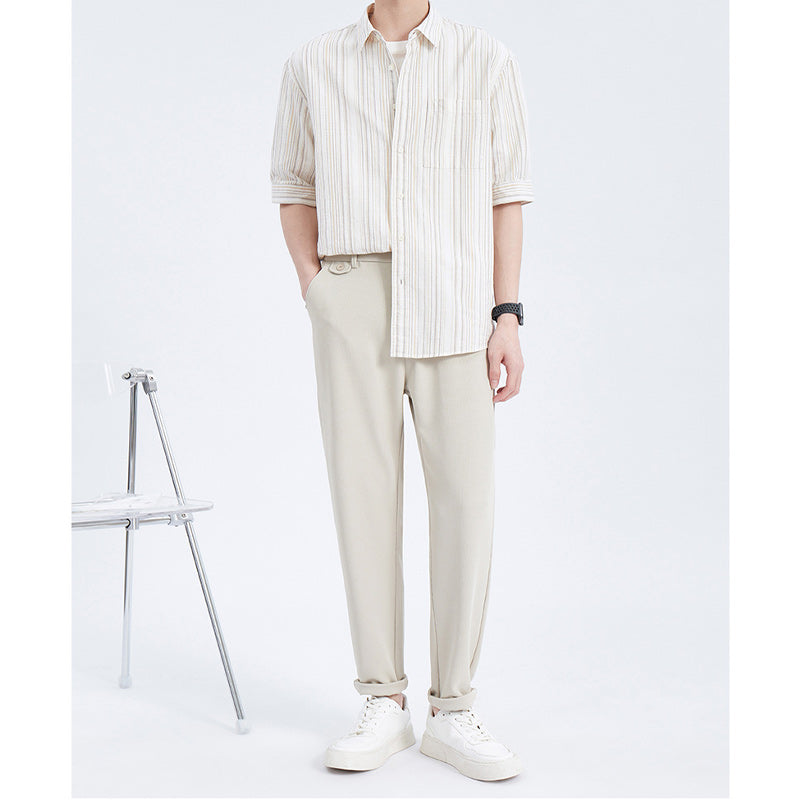 Temperament striped short-sleeved shirt