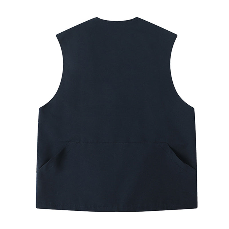 Three-dimensional pocket work vest with Velcro badge