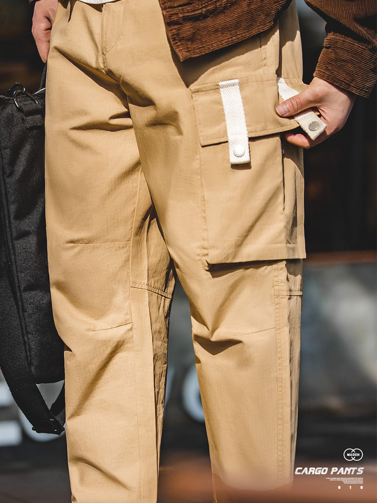 Cotton slacks with hem magic tape belt