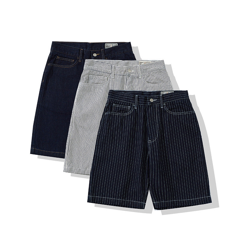 WorkStyle ストライプデニムショートパンツ