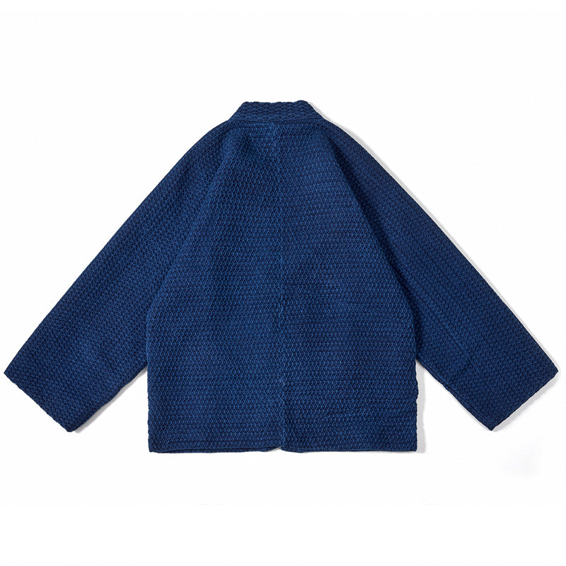 Craftsman handmade indigo dyed diamond braided short coat