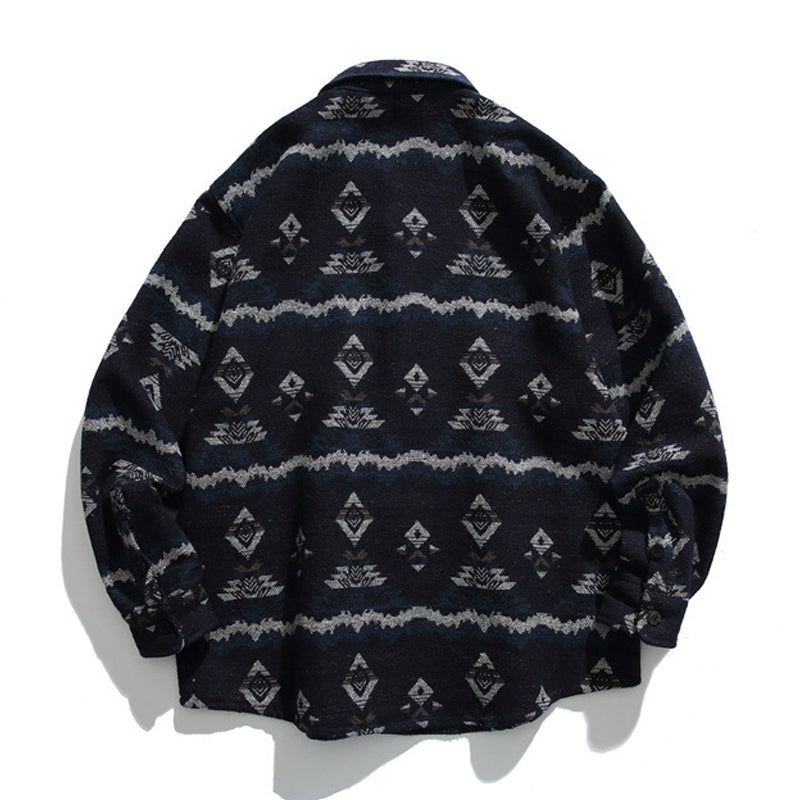 NAVAJO jacquard woven tweed shirt
