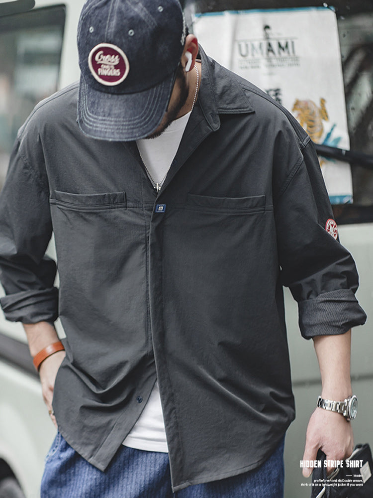Hidden Stripe anti-wrinkle shirt long sleeve