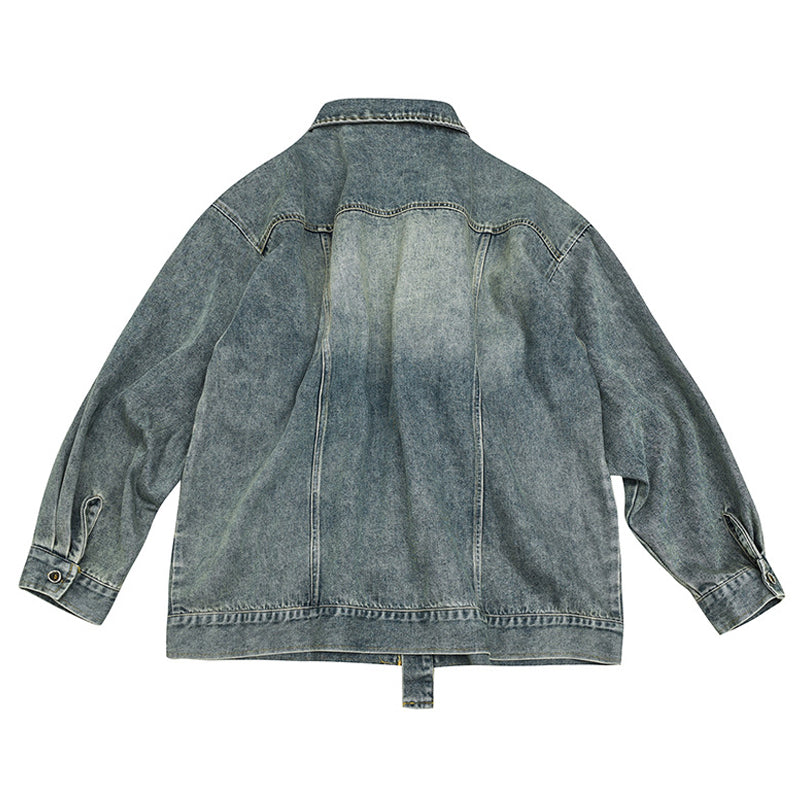 LARGE POCKET WASHED DENIM JACKET