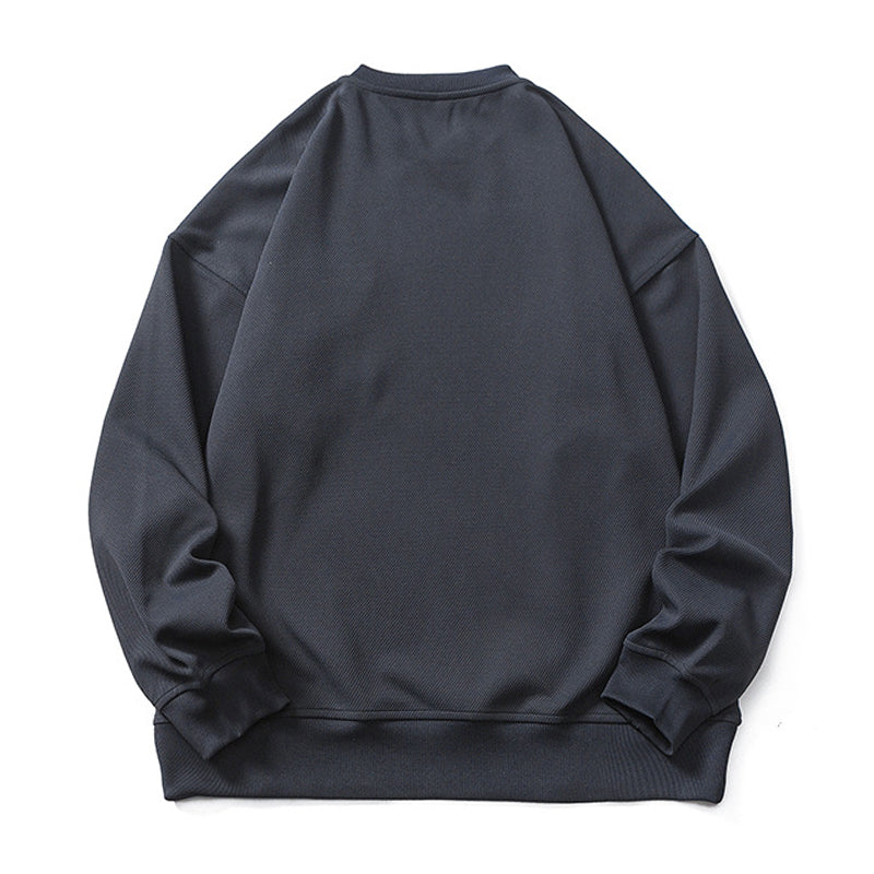 Waffle sweatshirt with overlapping pockets