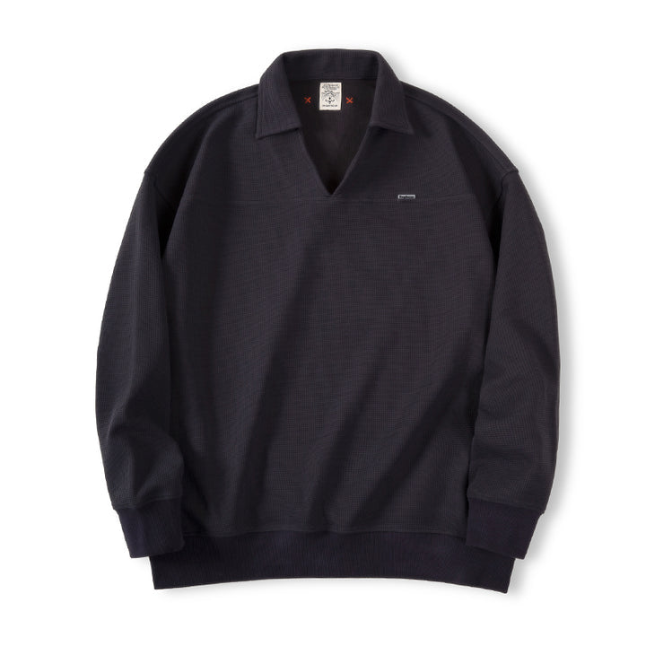 Waffle open collar polo shirt available in 3 colors