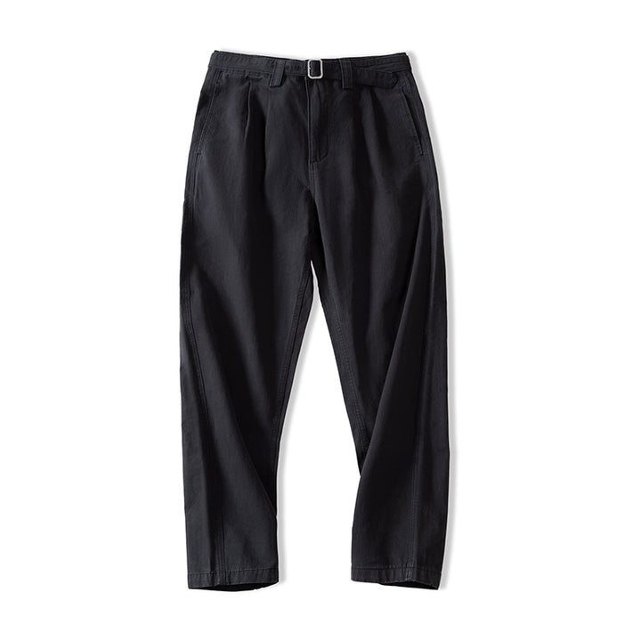 Double pleated cotton trousers