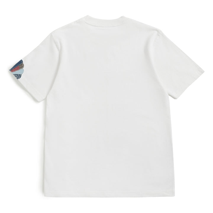 Indigo dyed & vintage BORO patchwork short-sleeved T-shirt