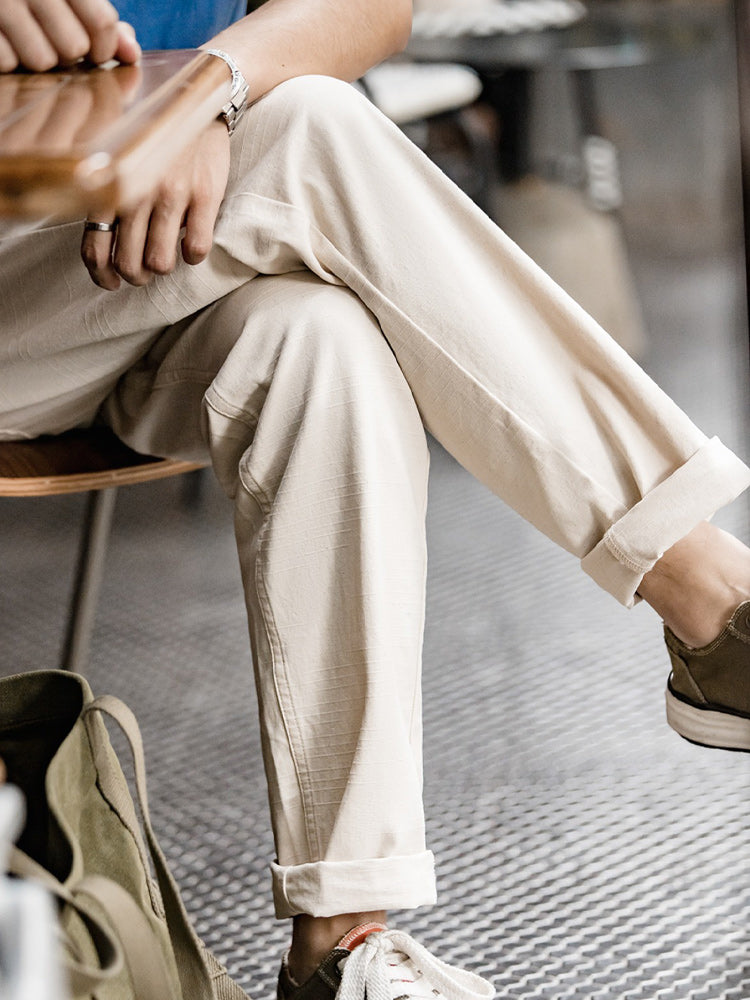 Natural cotton canvas trousers