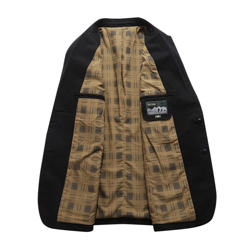Back check pattern cotton blazer jacket