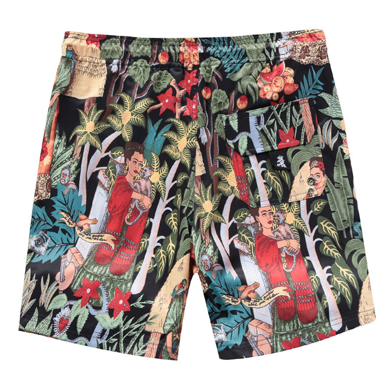 "Self-portrait with Monkey" board shorts for both land and water