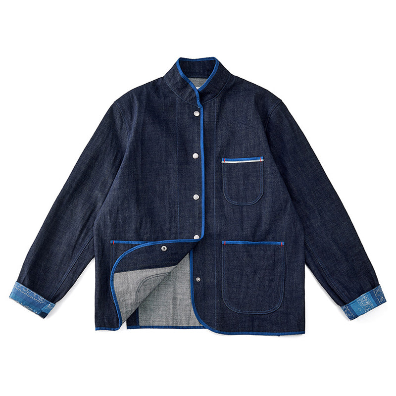 14oz Akamimi Indigo Dyed Denim China Jacket